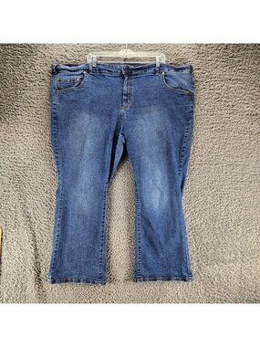 Woman Within Jeans Womens 28W Petite Blue Stretch Denim Bootcut